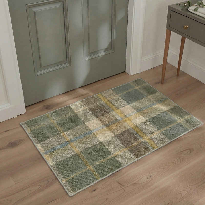 Abdellah Modern Machine Washable Beige / Green Indoor Area Rug With Non-Slip Backing, Round 5'