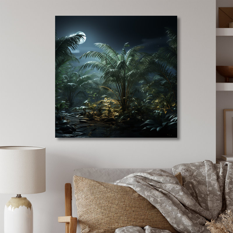 Clair de lune, palmiers, forêt II, Toile tendue, 30" H x 30" W