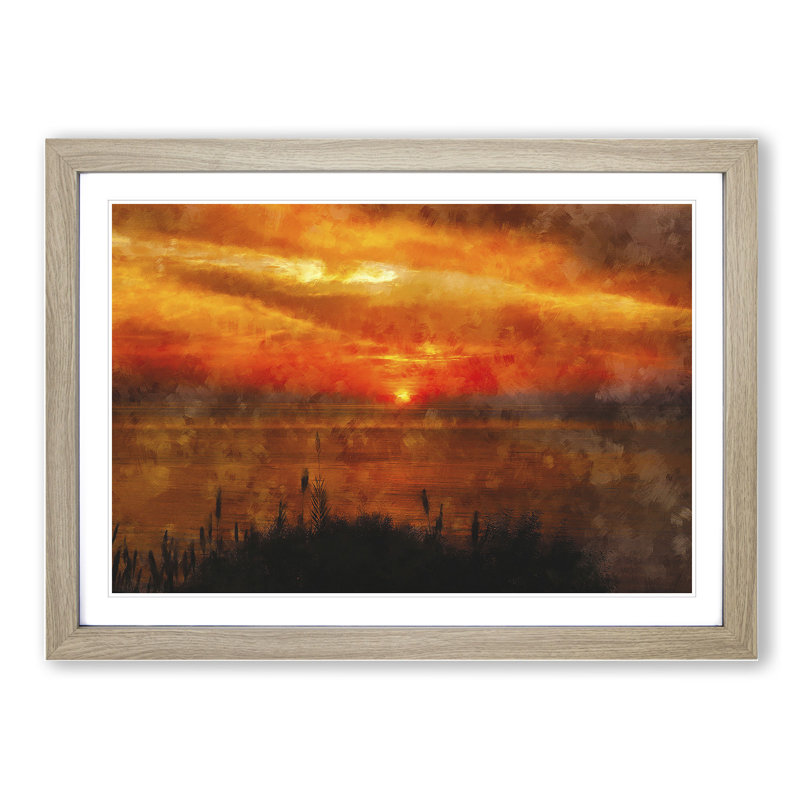 The Orange Sunset - Framed Print, Oak Framed, 36cm H x 48cm W x 2cm D