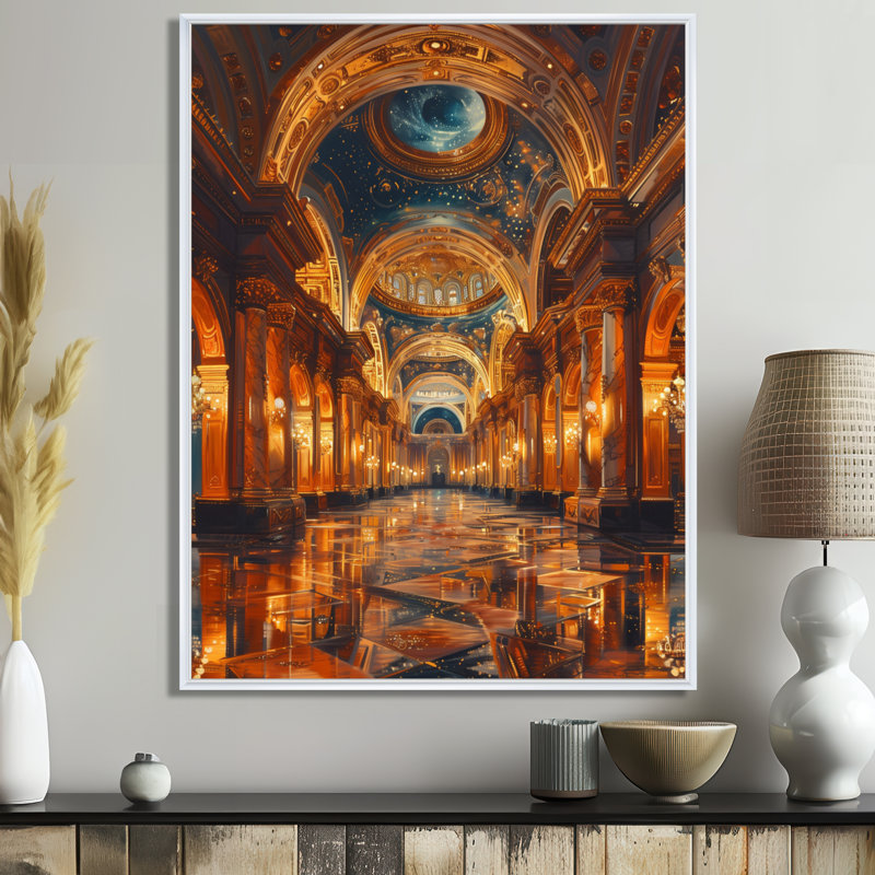 Or doré, gloire dorée, opéra - Opéra, art mural, Toile encadrée flottée blanche, H 12 po x l 20 po x P 1 po