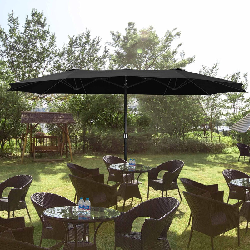  Parasol de marché rectangulaire 15x9 pi avec évent Wind, noir