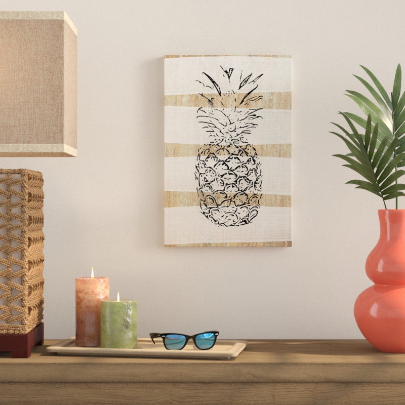 Kampia " Simple Stripes Pineapple " by Linda Woods, 18" H x 12" W x 0.75" D