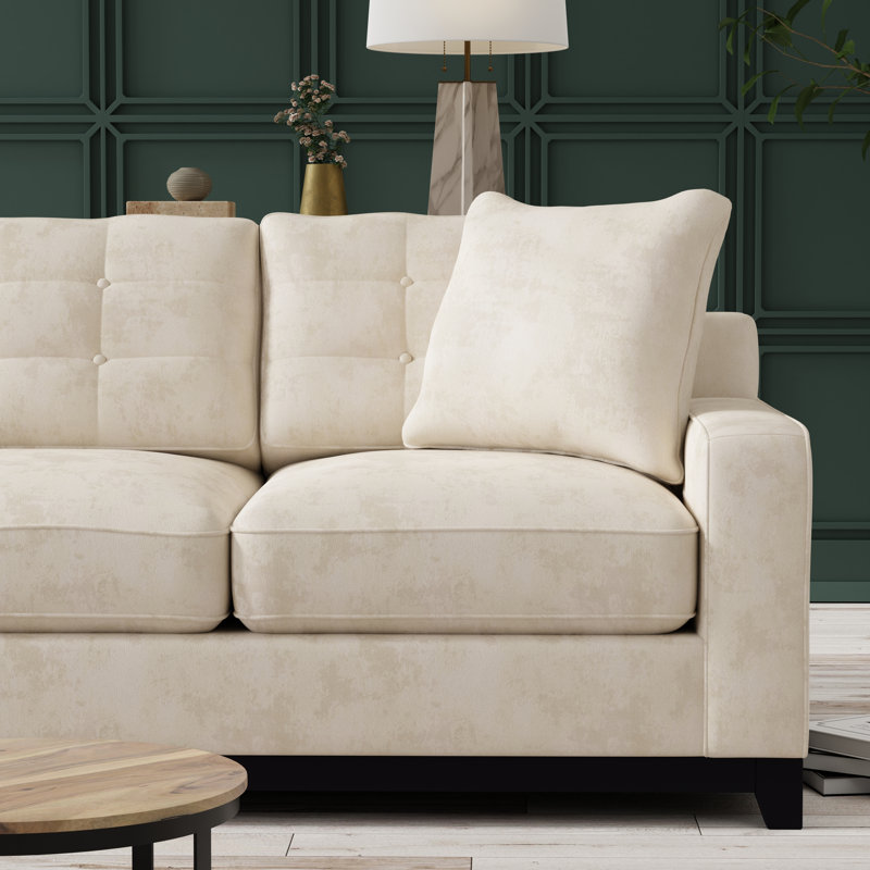 Carollton Upholstered 93'' Sofa, Gypsy Cream Performance Microfiber
