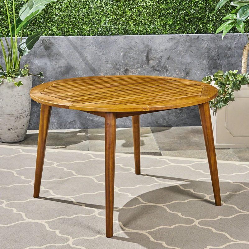 Table de patio en bois 47,94 po x 47,94 po, finition et élégance pour une utilisation extérieure à la mode