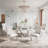 Glass Top Metal Base Dining Table With 4 Velvet Dining Chairs,5 - Piece Pedestal Dining Set