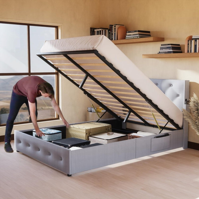 Auroralynn Size Bed Frame (W58.6" x L77.3" x H42.1") with No Box Spring Needed &amp; Gas Lift Storage, Strong Support, Full