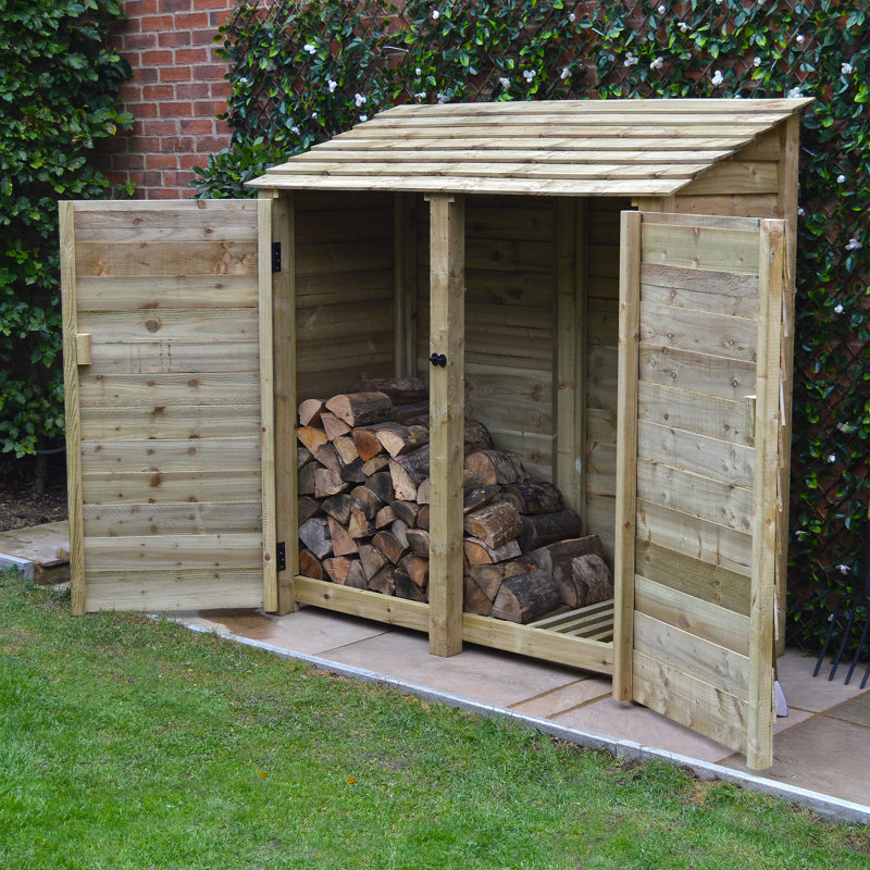 Troutdale 180cm W x 80cm D Solid Wood Log Store, Light Green