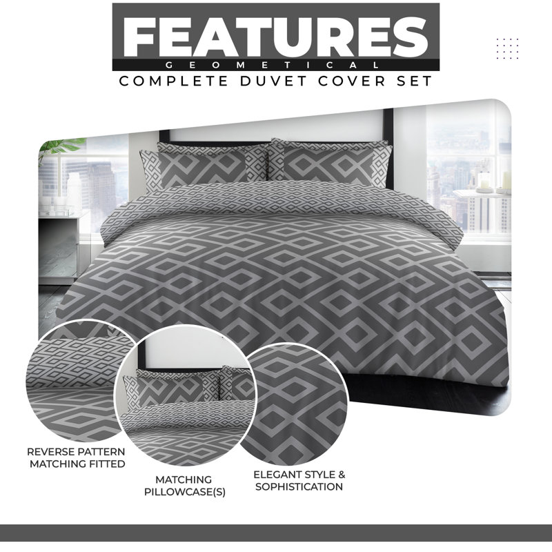 Cotton Blend Duvet Cover with Pillowcases, Double Duvet Cover + 2 Standard Pillowcases