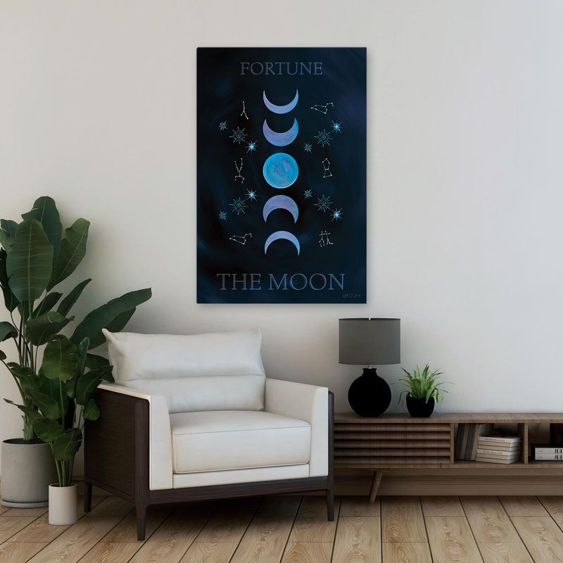 Mystique Fortune II - art céleste mystique noir et bleu, H 36 po x l 24 po