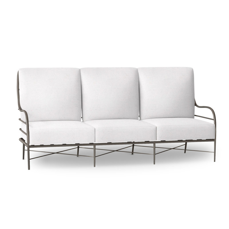 Carmel Aluminum Sofa - Slate Gray, No Welt, Linen Snow