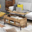 Table basse relevable avec pieds en métal, table centrale avec compartiment caché