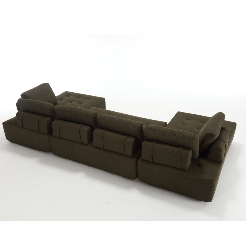 Canapé modulaire réversible de 138,5 po Luxcien, Green Polyester Blend
