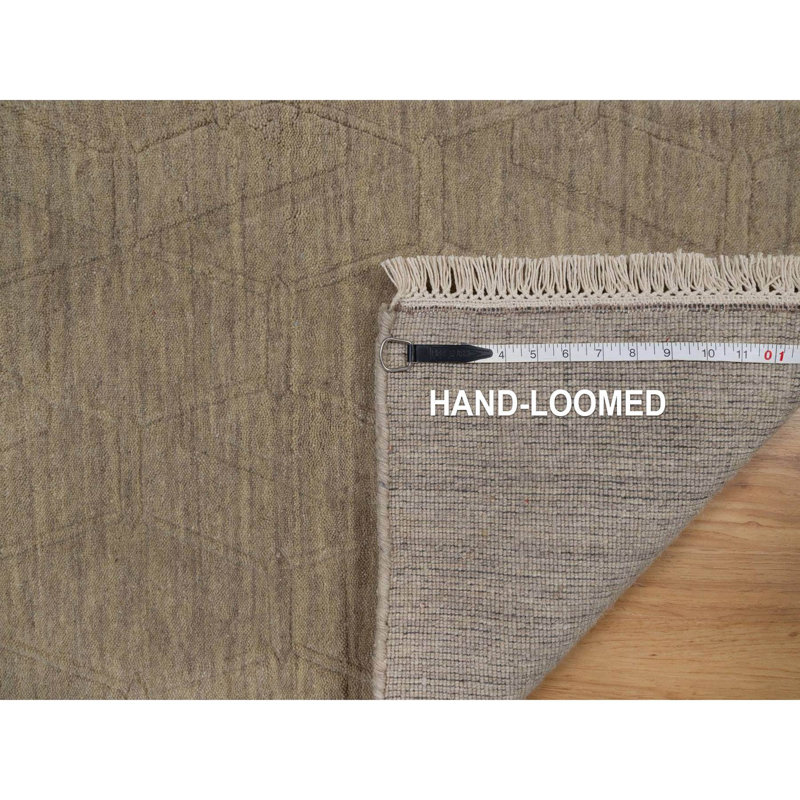 Tapis oriental 2 pi x 2 pi 9 po brun, motif géométrique, tissé à la main, pure laine, échantillon, tapis