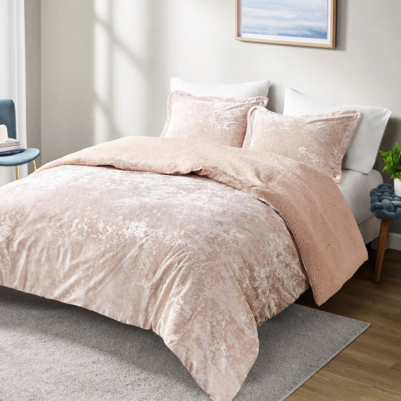 Édredon avec velours froissé et doublure de lit double / grand lit