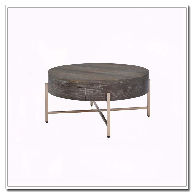 Table basse à 1 tiroir brun clair et champagne