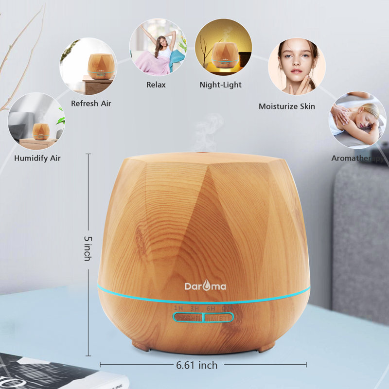 DAROMA 550ML Remote Essential Oil Diffuser, Light Wood