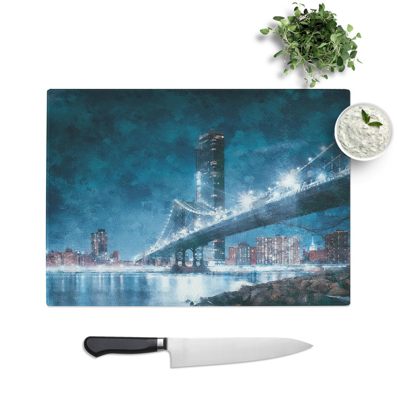 Tempered Glass the Brooklyn Bridge in New York Chopping Board, 28.5 cm x 39 cm
