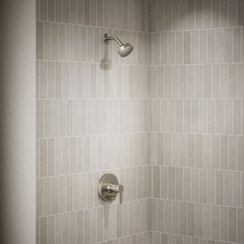 Pitch Rite-Temp Shower Trim Kit With Push-Button Diverter 1.75 Gpm, Brushed Nickel