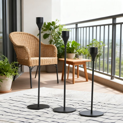 Ensemble de 6 porte-bougies en métal noir mat, chandelier rétro avec base lourde pour bougies de 3/4 pouce, centre de table décoratif pour le dîner de mariage