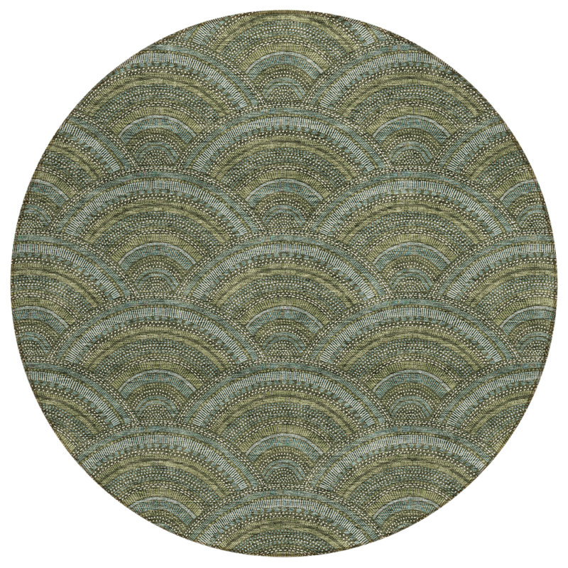 Chantille Washable Geometric Indoor / Outdoor Rug, Round 8'