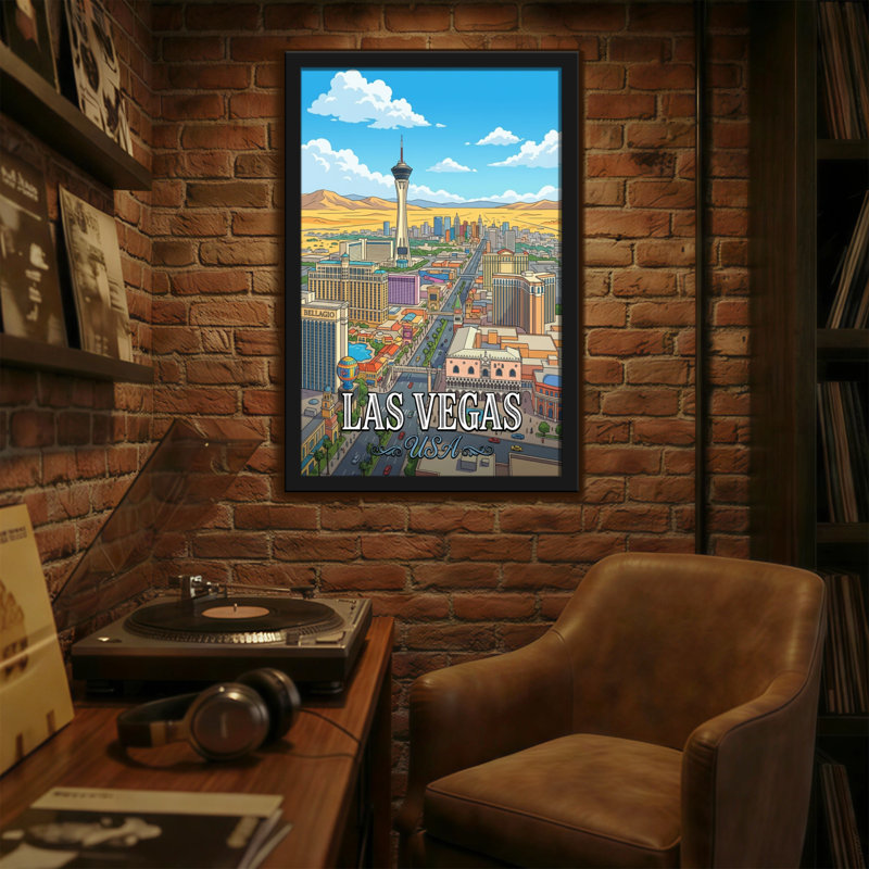 «Scenic & Cityscapes Las Vegas Cityscape Skyline», reproduction d'art, H 18 po x l 12 po