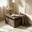 Repose-pieds carré brun foncé avec rangement capitonné et garniture cloutée, repose-pieds rembourré multifonctionnel et table basse pour le salon et la chambre à coucher