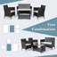 Ensemble de conversation en osier pour 4 personnes avec coussins Silex