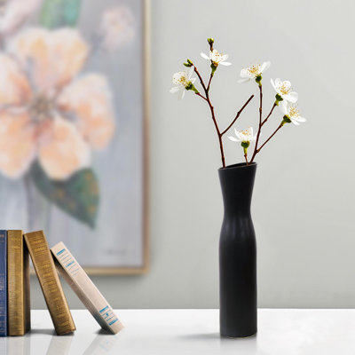 Larek Asymmetrical Charcoal Gray Contemporary Ceramic Short Vase