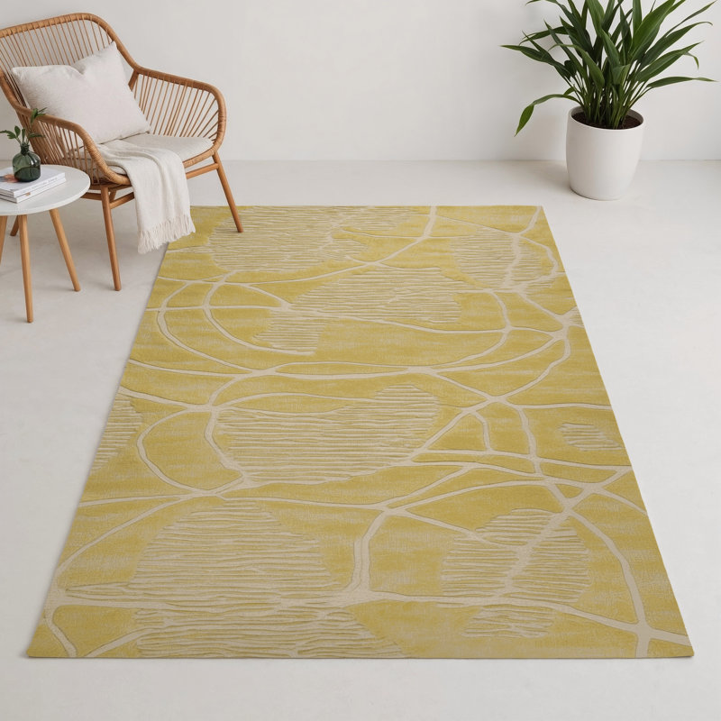 Tapis brun abstrait intérieur et extérieur, Rectangle 5 pi x 7 pi