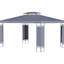 Auvent pour pavillon de jardin 10 po x 13 pi avec double toit, structure en acier, gris