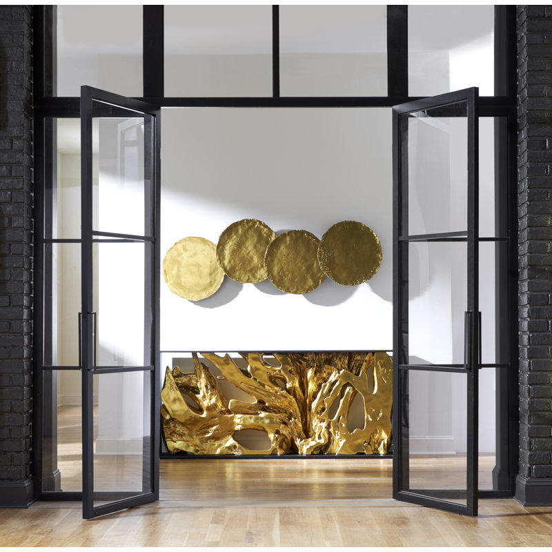Cast Oil Drum Wall Discs, Gold Leaf, Set of 4