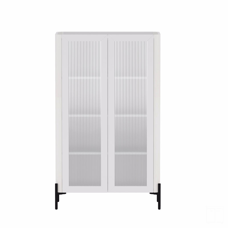 32" Tempered Glass Bookcase Cabinet, White