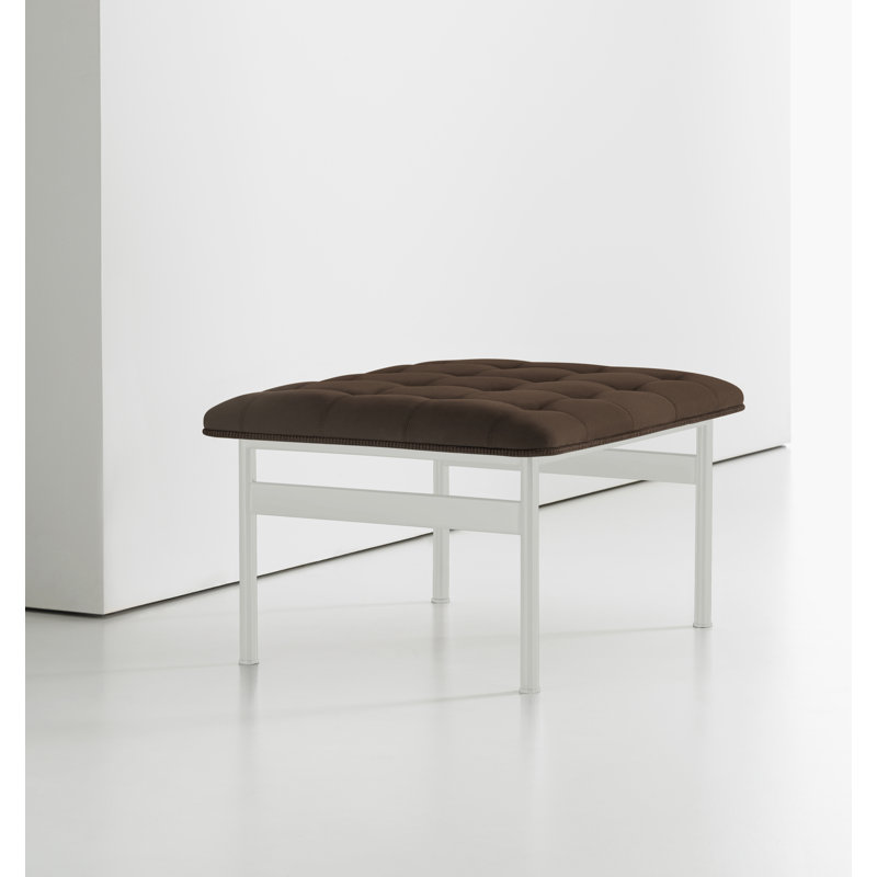 Ottoman, Elan Ivory, Polished Stainless Steel