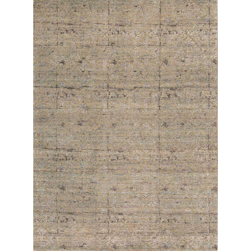 Hand-Knotted High-Quality Beige and Silver Area Rug