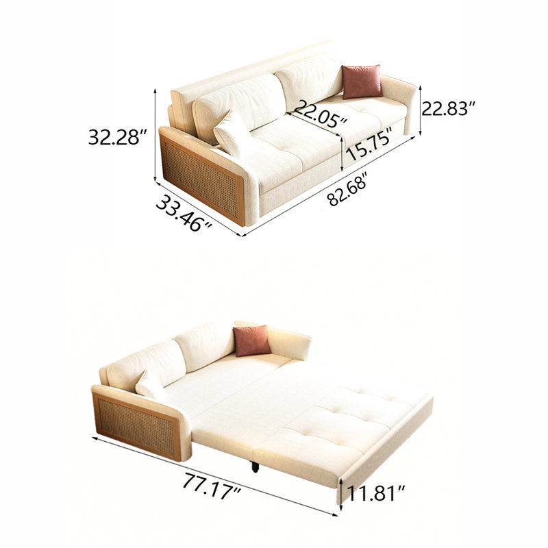 Canapé-lit 82,68 po, Velours jaune