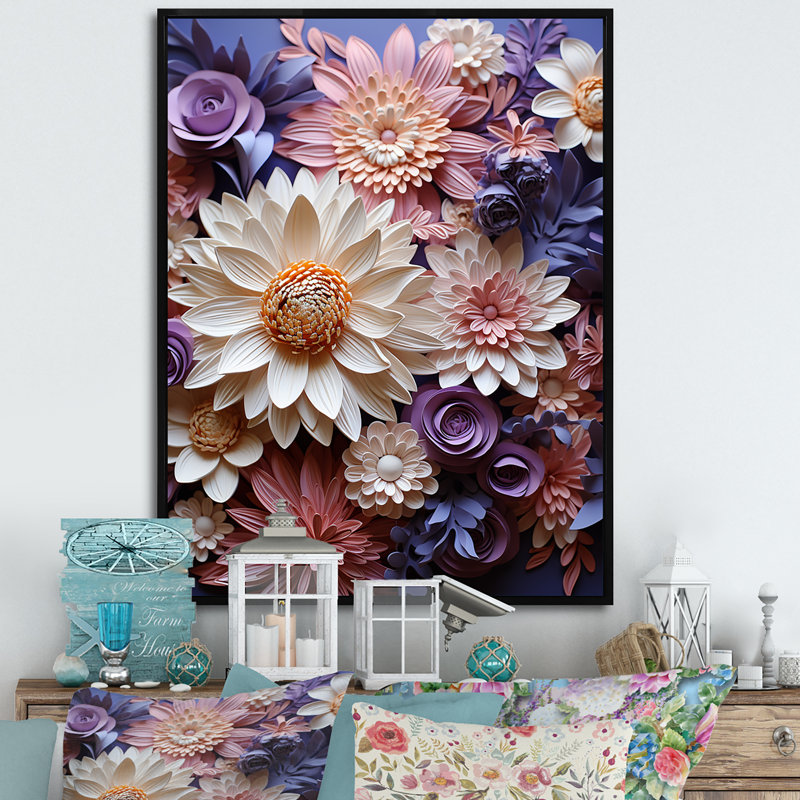«Population Daisy Bloom Simple Beauty» sur toile, Cadre flottant noir, H 44 po x l 34 po x P 1,5 po