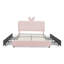 Lit double pour enfant avec tête de lit surdimensionnée en tissu bouclé rose
