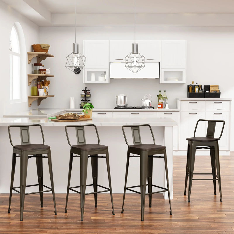 Divya Swivel Counter Stool, Wooden Brown, Counter Stool (24” Seat Height)