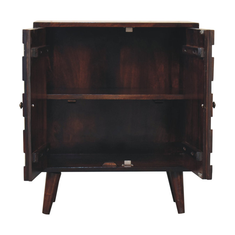 Charlemont Solid Wood 2 - Door Mirrored Rectangle Accent Cabinet, Light Walnut