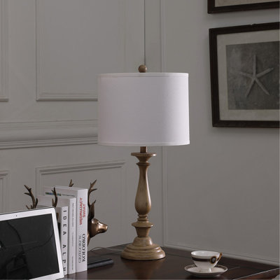 Lampe de table en polyrésine effet bois 27,5 po