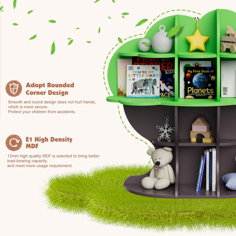 96.5cm H x 96.5cm W Bookcase, Green/Brown