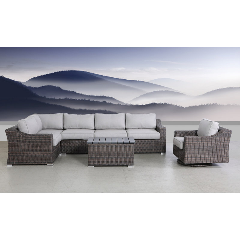 Menkar Wicker Fully Assembled 5 - Person Seating Group with Cushions