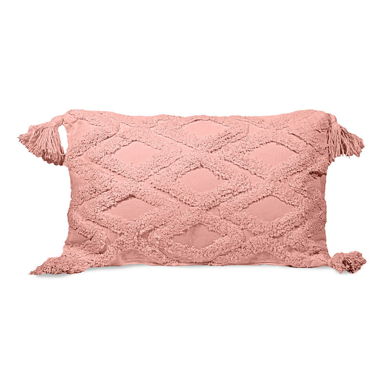 Coussin décoratif intérieur / extérieur en coton brodé , Rouge