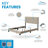 Savona Diagonal Upholstered Faux Leather or Linen Platform Bed, Adjustable Height Headboard, Heavy Duty Slat 4 Slat Support- Requires Box Spring-216130251-197214361