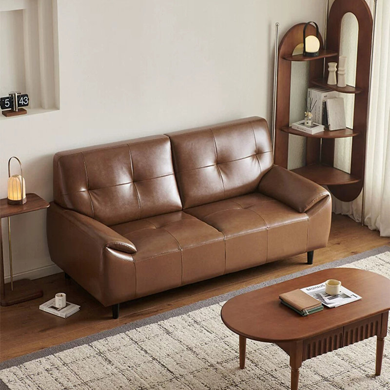 Brown Genuine Leather Standard Sofa cushion Loveseat, 33.86" H x 66.93" W x 33.86" D