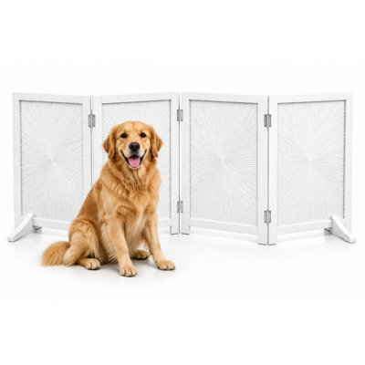 4-Panel Foldable Wooden Dog Gate
