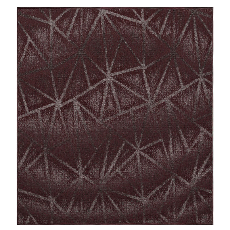 Tapis raffiné à motif raffiné bourgogne, Carré 3 pi