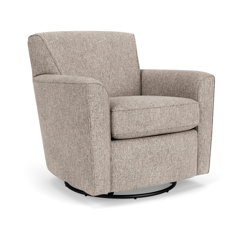 Monarch Upholstered Swivel Armchair, Beige Polyester Blend