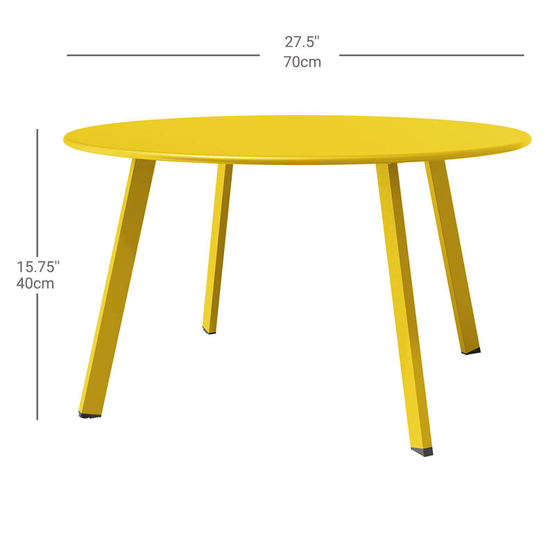 Round Metal Outdoor Coffee Table , 70cm cm W 70cm cm D, Yellow