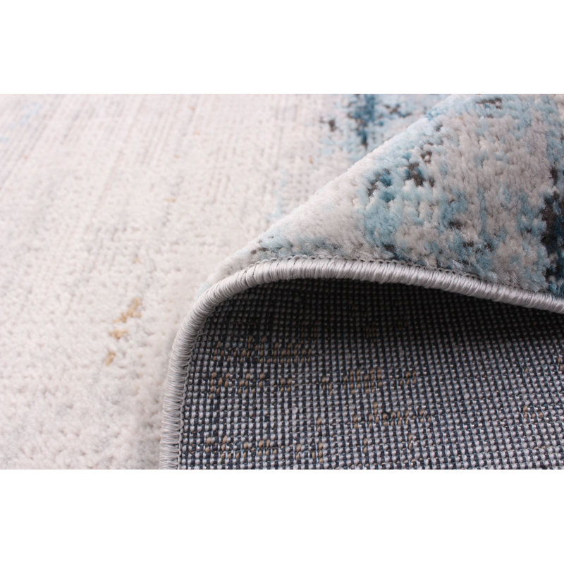Tapis bleu / ivoire Niagara 5 pi 3 po x 7 pi 3 po, Rectangle 3 pi 11 po x 5 pi 11 po